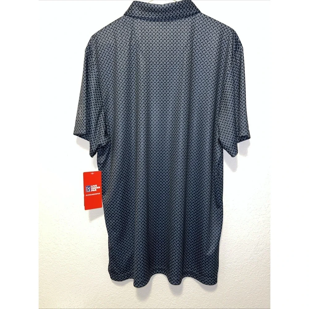 NWT‎ PGA Polo Shirt Men's L Navy Caviar Pattern Performance Wicking